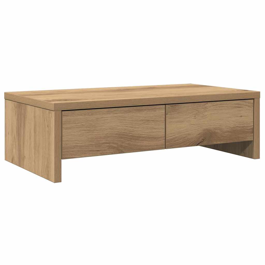 vidaXL Podstawka pod monitor, z szufladami, dąb artisian, 50x27x15 cm