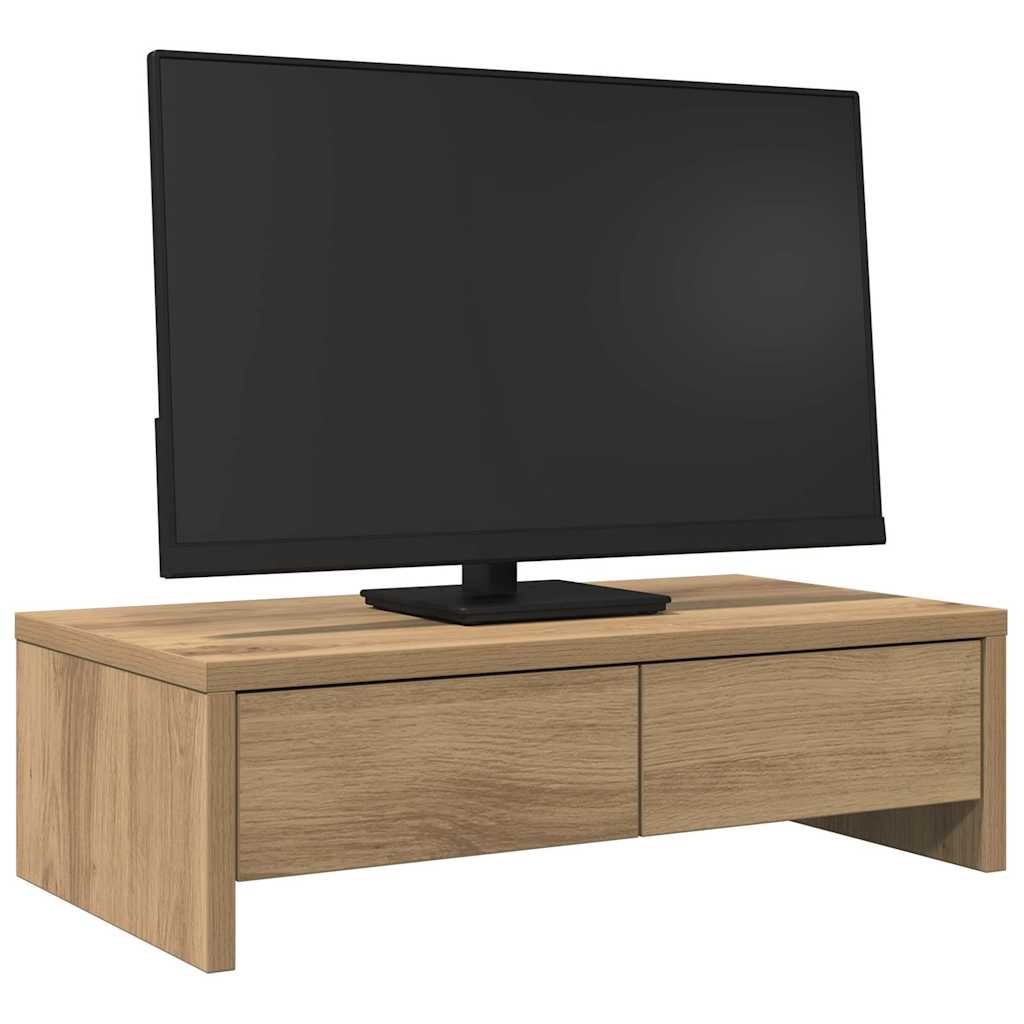 vidaXL Podstawka pod monitor, z szufladami, dąb artisian, 50x27x15 cm