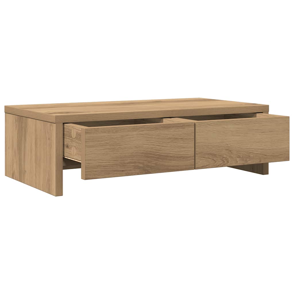 vidaXL Podstawka pod monitor, z szufladami, dąb artisian, 50x27x15 cm