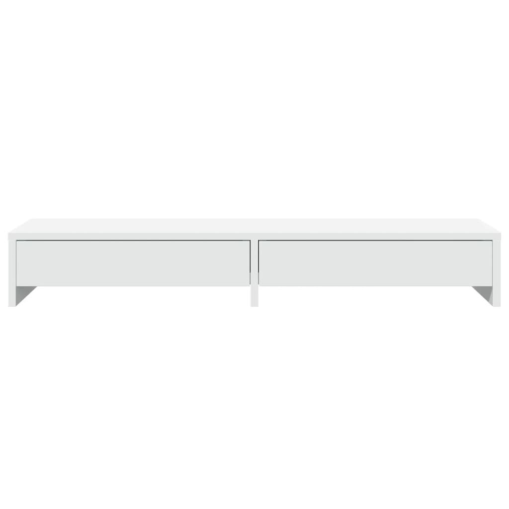 vidaXL Stojak na monitor z szufladami, biały, 100x27x15 cm, drewno konstrukcyjne