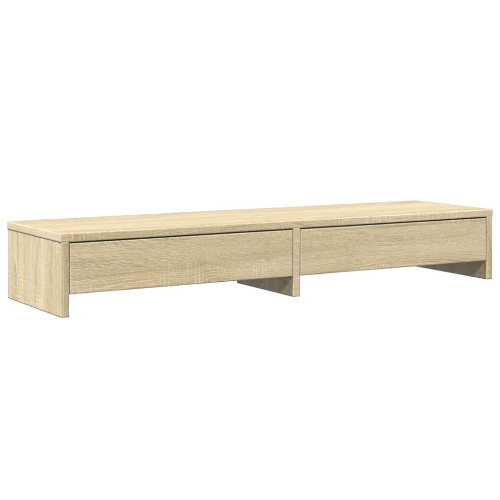 vidaXL Stojak na monitor z szufladami, dąb sonoma, 100x27x15 cm, drewno konstrukcyjne