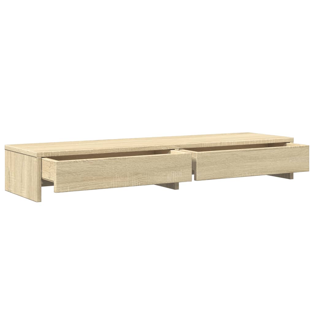 vidaXL Stojak na monitor z szufladami, dąb sonoma, 100x27x15 cm, drewno konstrukcyjne