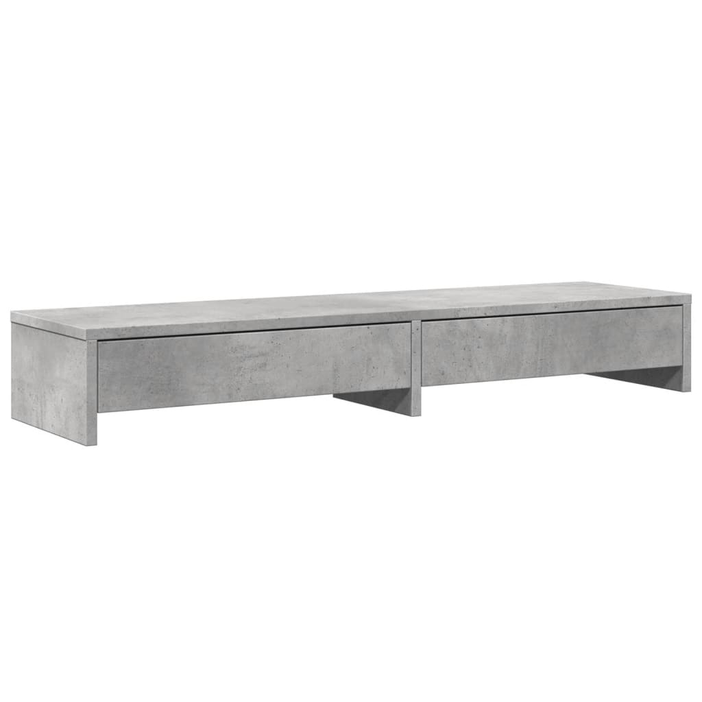 vidaXL Podstawka pod monitor z szufladami, szarość betonu, 100x27x15cm