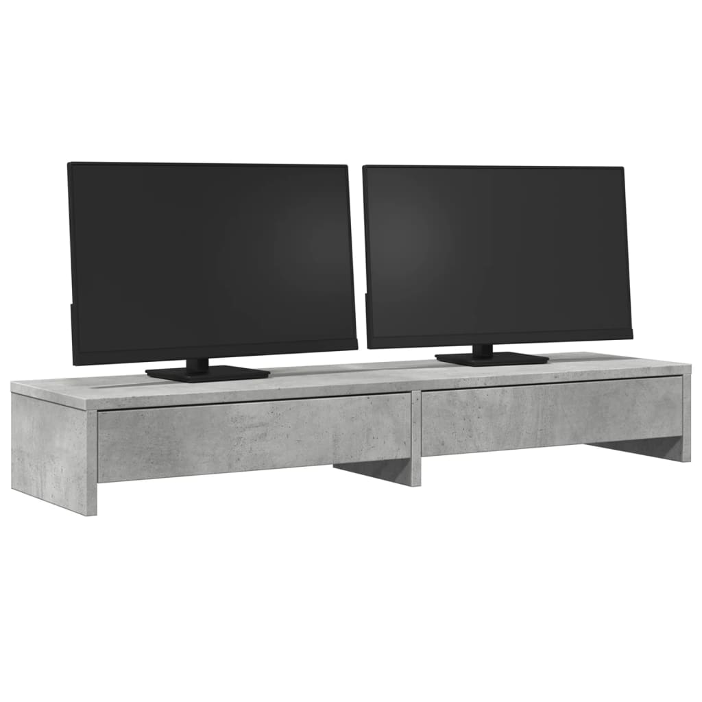 vidaXL Podstawka pod monitor z szufladami, szarość betonu, 100x27x15cm