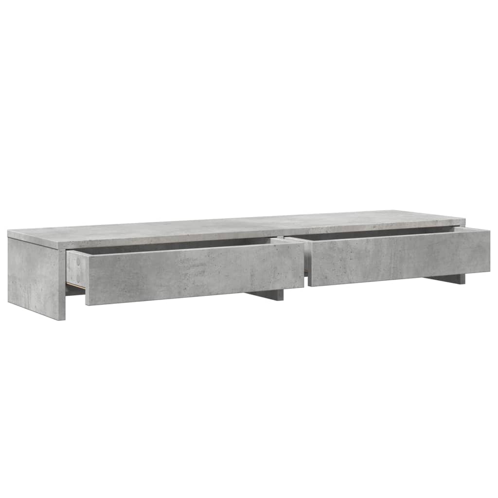 vidaXL Podstawka pod monitor z szufladami, szarość betonu, 100x27x15cm