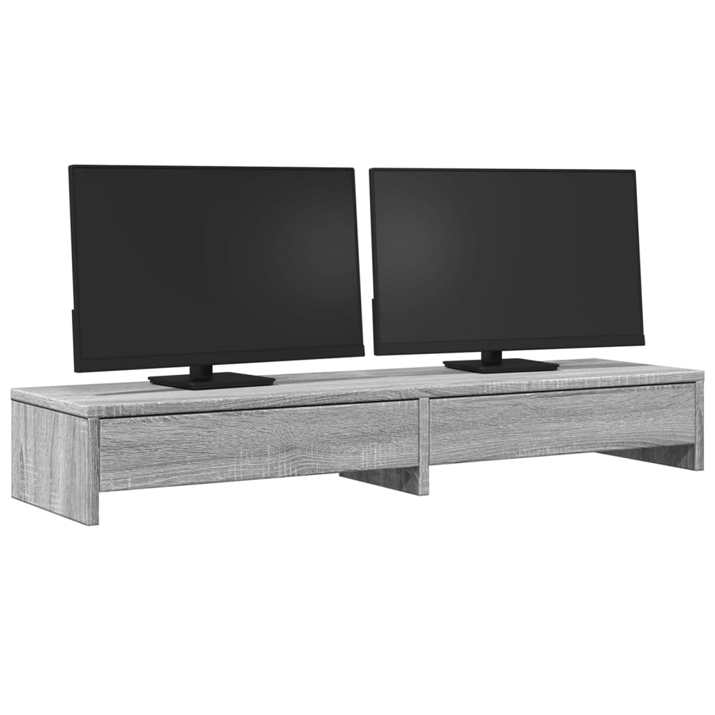 vidaXL Podstawka pod monitor, szuflady, szary dąb sonoma, 100x27x15 cm