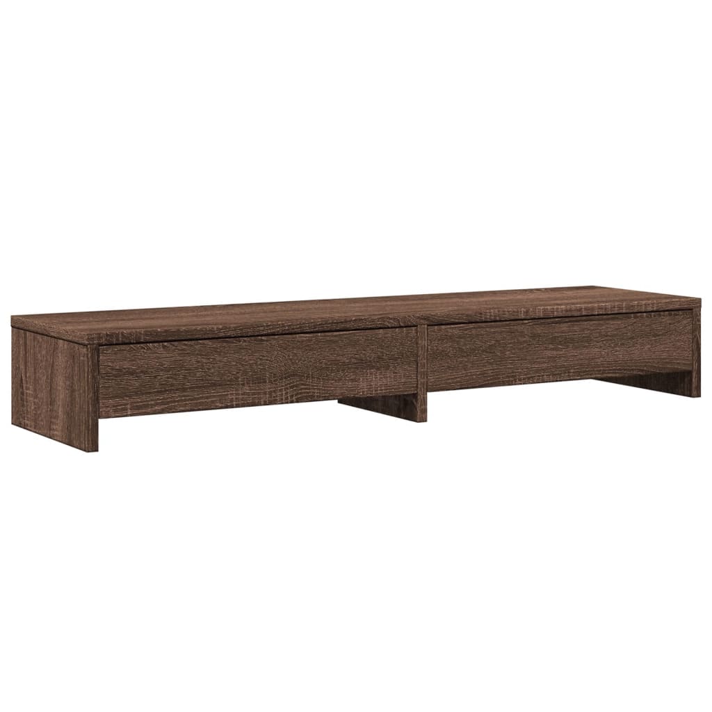vidaXL Podstawka pod monitor, z szufladami, brązowy dąb, 100x27x15 cm