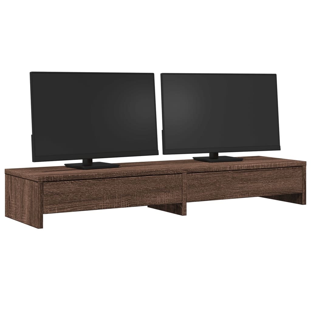 vidaXL Podstawka pod monitor, z szufladami, brązowy dąb, 100x27x15 cm