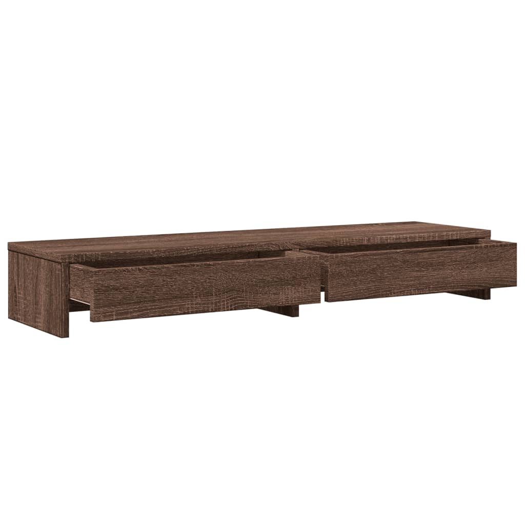 vidaXL Podstawka pod monitor, z szufladami, brązowy dąb, 100x27x15 cm