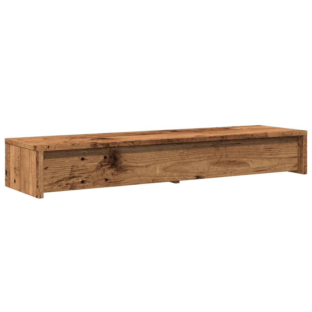 vidaXL Podstawka pod monitor, z szufladami, stare drewno, 100x27x15 cm