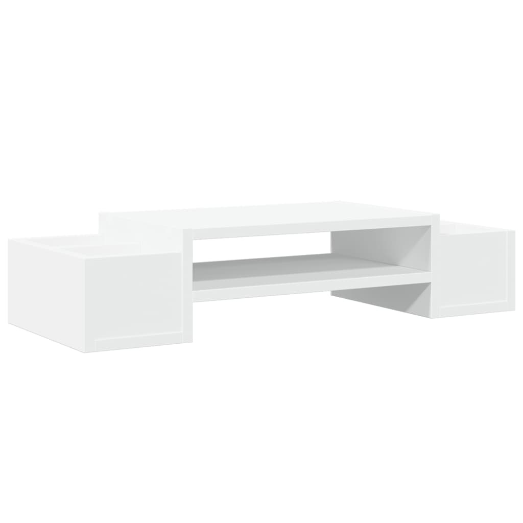 vidaXL Podstawka pod monitor, z przegródkami, biała, 70x27x15 cm