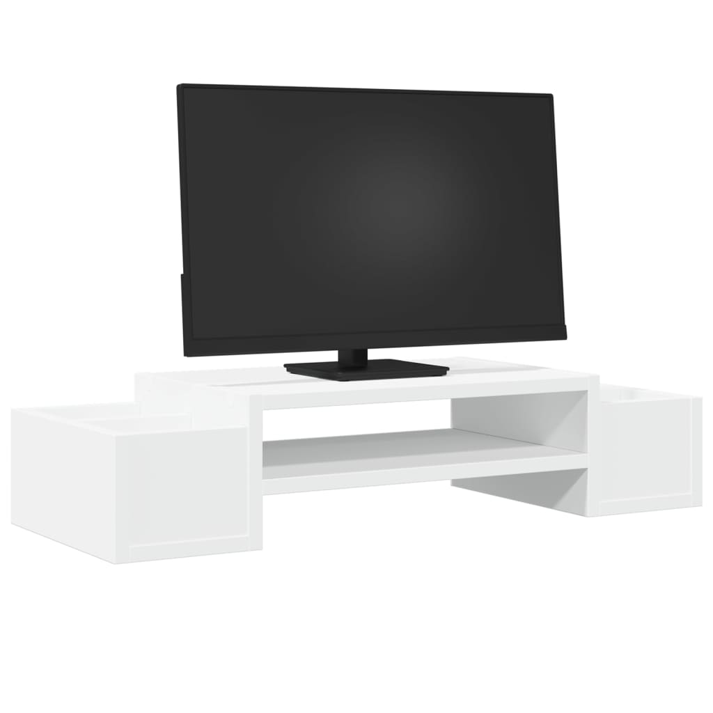 vidaXL Podstawka pod monitor, z przegródkami, biała, 70x27x15 cm