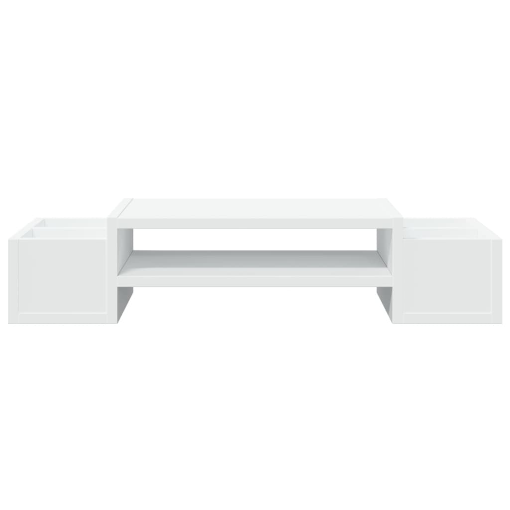 vidaXL Podstawka pod monitor, z przegródkami, biała, 70x27x15 cm