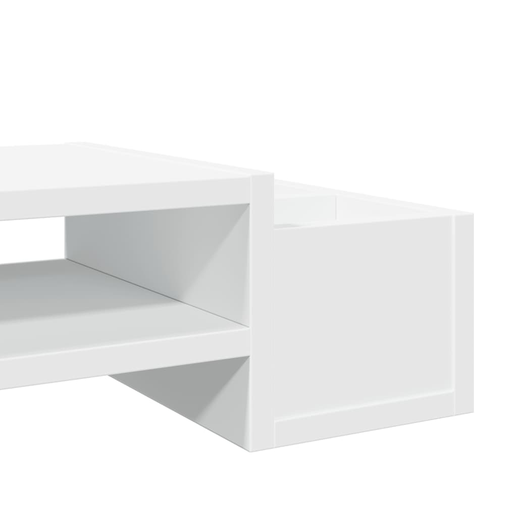 vidaXL Podstawka pod monitor, z przegródkami, biała, 70x27x15 cm