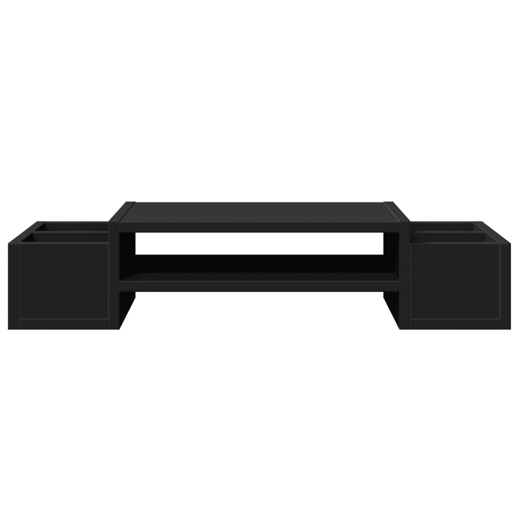 vidaXL Podstawka pod monitor, z przegródkami, czarna, 70x27x15 cm