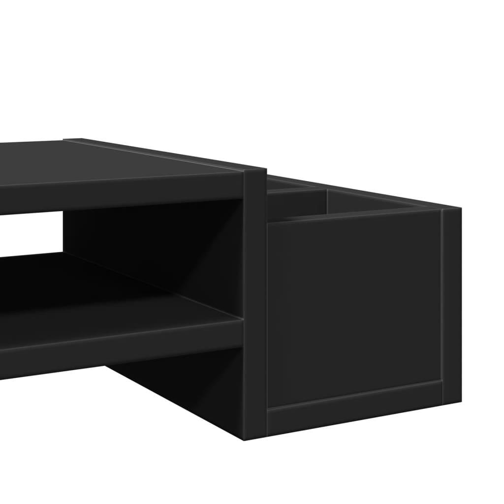vidaXL Podstawka pod monitor, z przegródkami, czarna, 70x27x15 cm