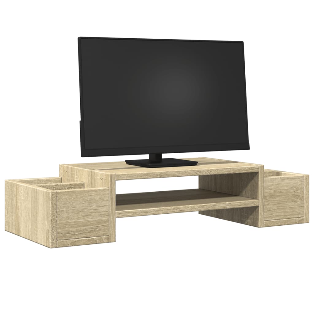 vidaXL Podstawka pod monitor, z przegródkami, dąb sonoma, 70x27x15 cm