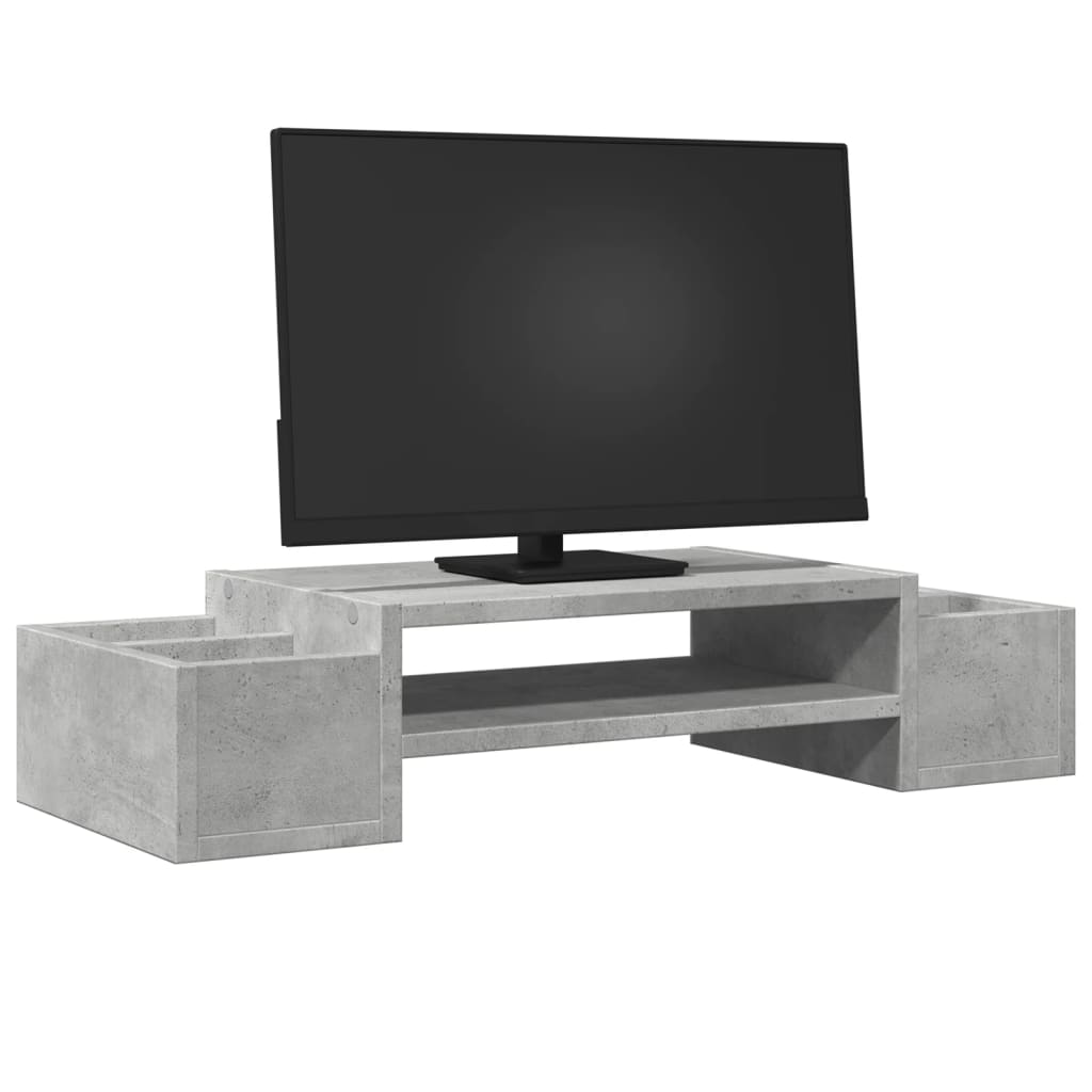 vidaXL Podstawka pod monitor, z przegródkami, szary beton, 70x27x15 cm