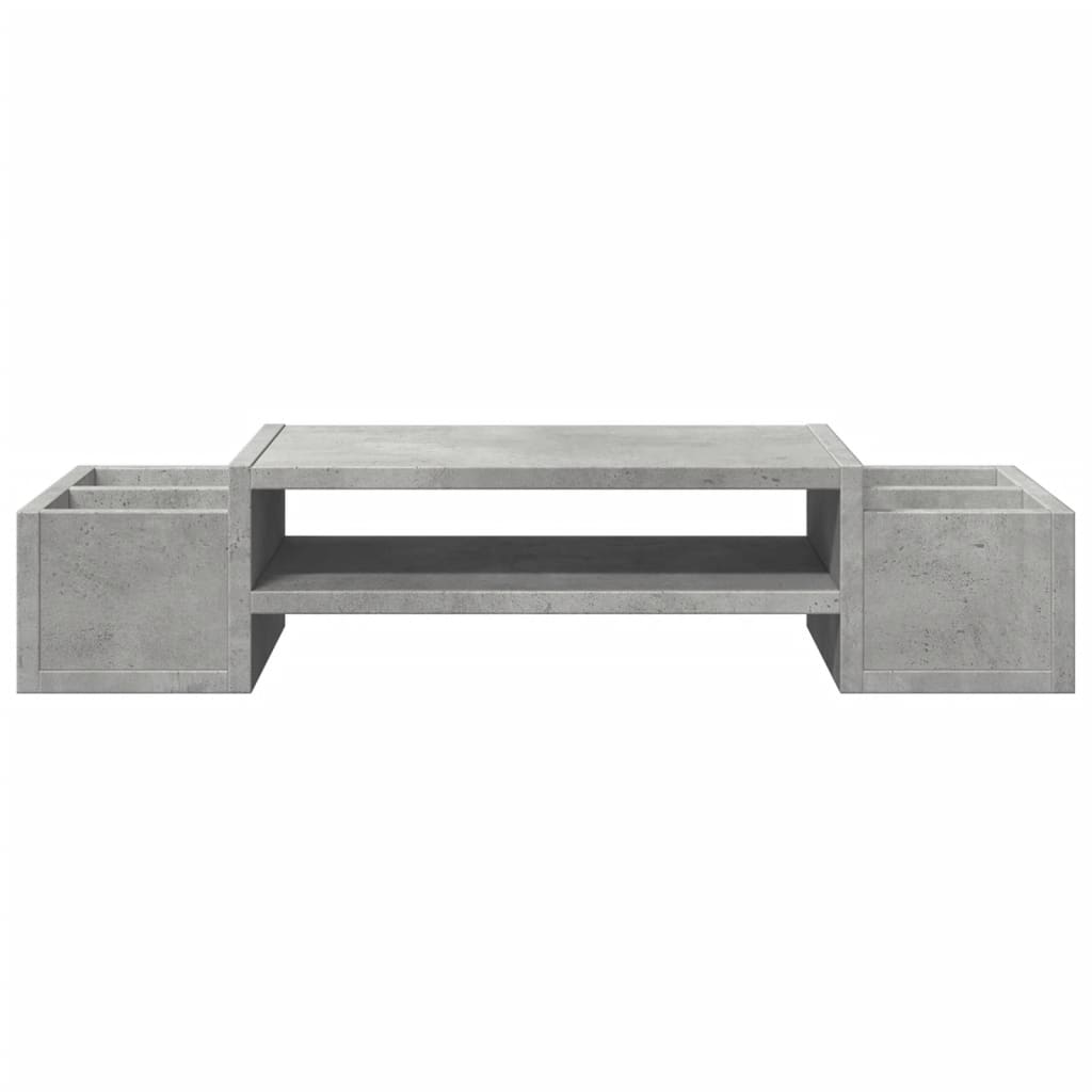vidaXL Podstawka pod monitor, z przegródkami, szary beton, 70x27x15 cm