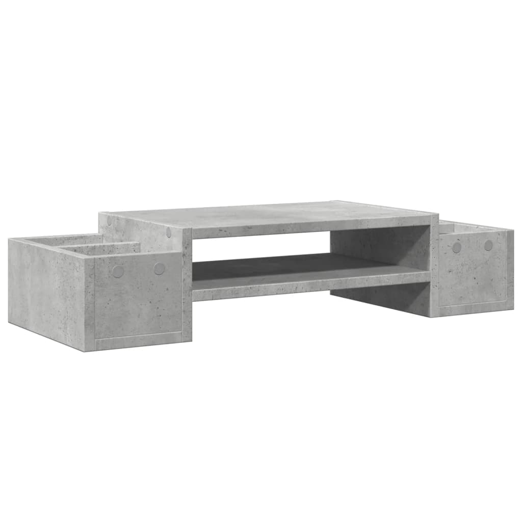 vidaXL Podstawka pod monitor, z przegródkami, szary beton, 70x27x15 cm