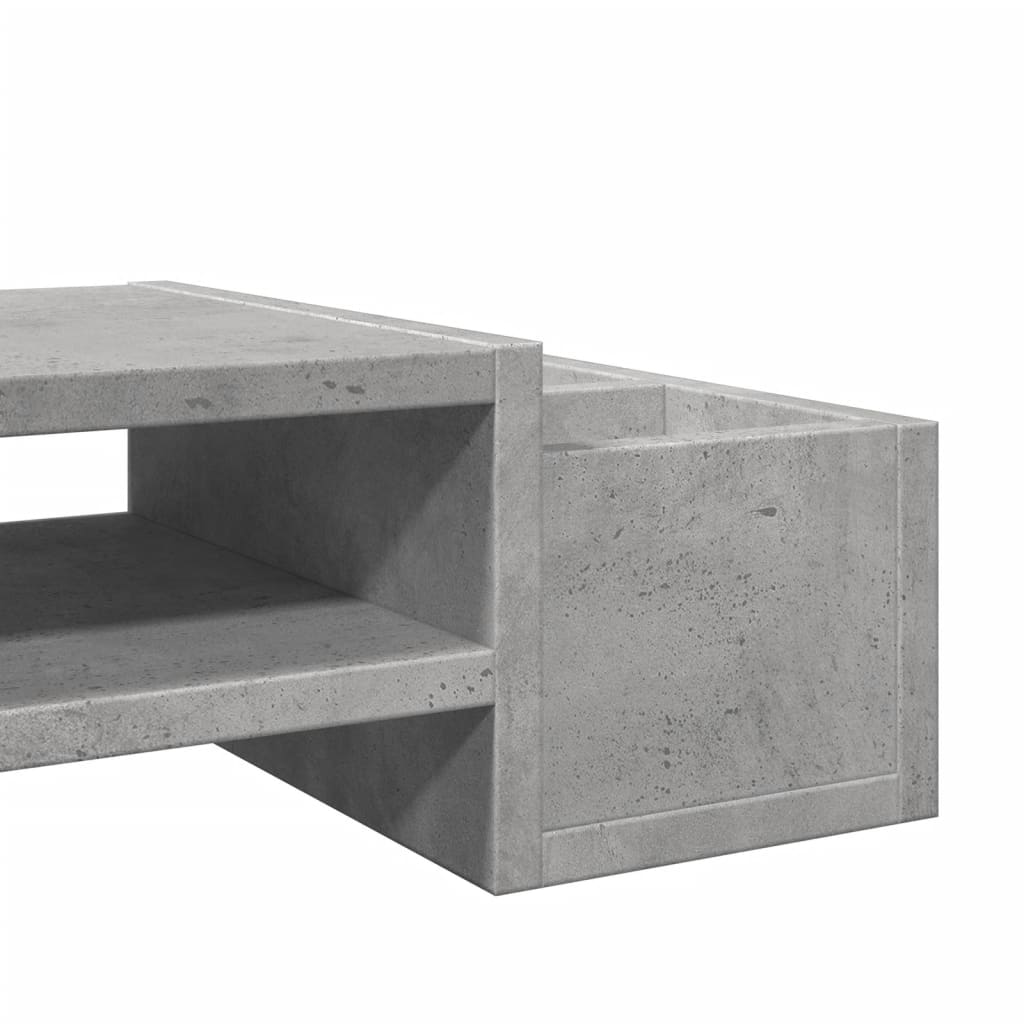 vidaXL Podstawka pod monitor, z przegródkami, szary beton, 70x27x15 cm