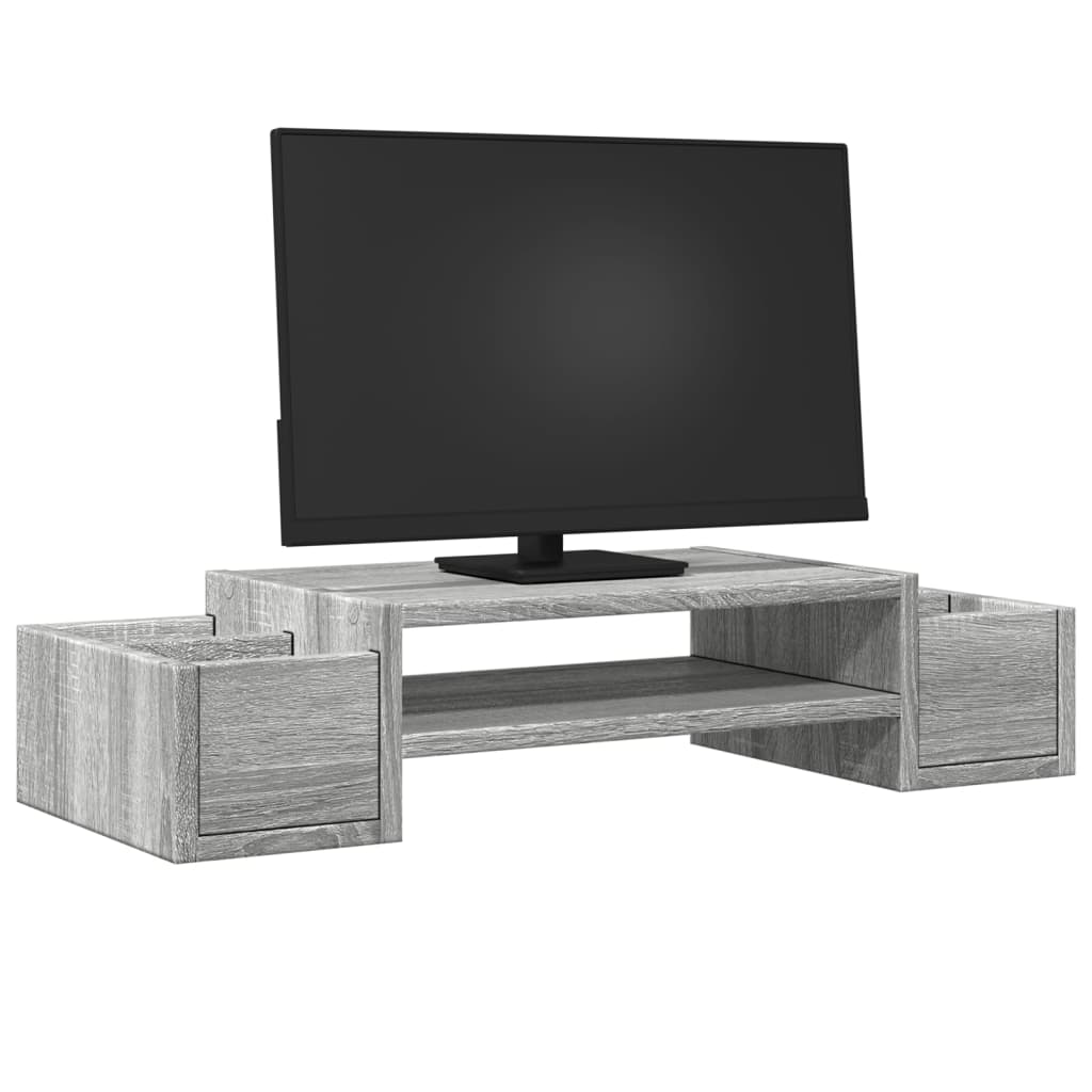 vidaXL Podstawka pod monitor, przegródki, szary dąb sonoma, 70x27x15cm