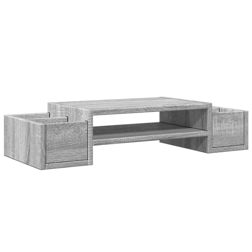 vidaXL Podstawka pod monitor, przegródki, szary dąb sonoma, 70x27x15cm