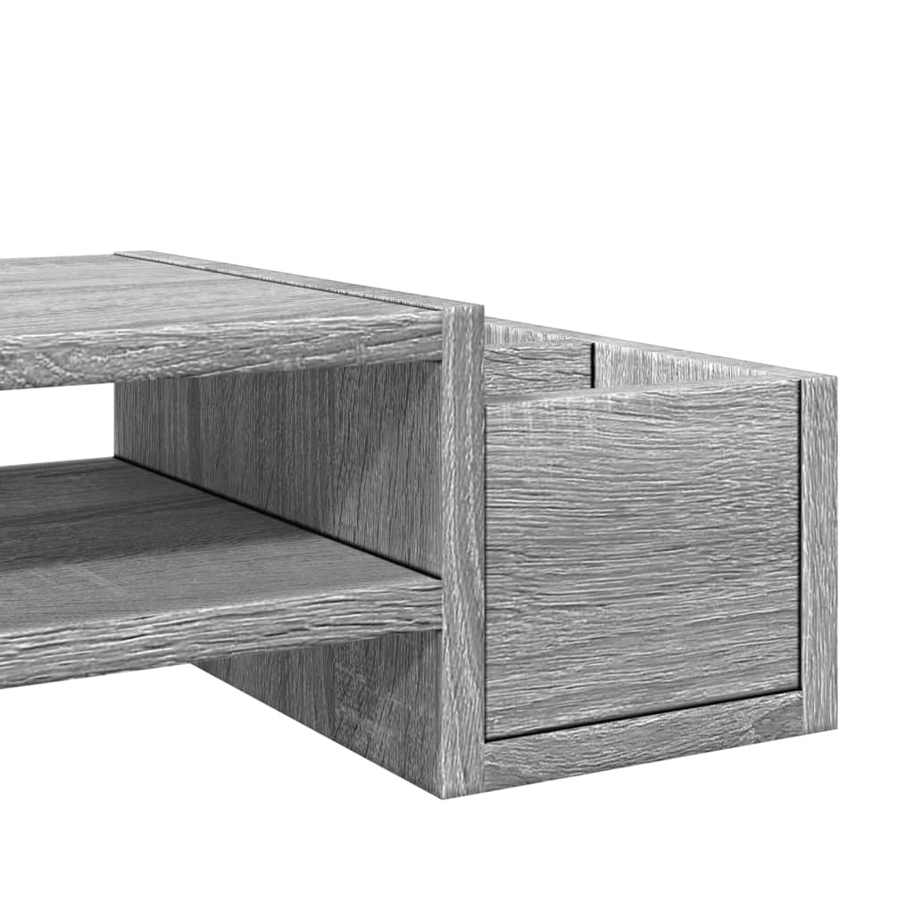 vidaXL Podstawka pod monitor, przegródki, szary dąb sonoma, 70x27x15cm