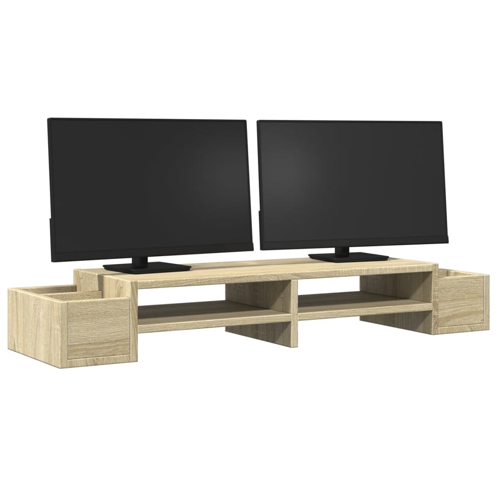 vidaXL Podstawka pod monitor, z przegrodami, dąb sonoma, 100x27x15 cm