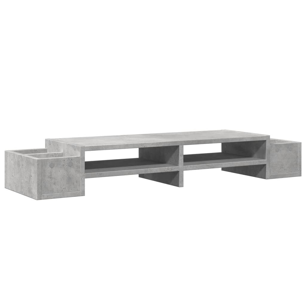 vidaXL Podstawka pod monitor z przegrodami, szary beton, 100x27x15 cm