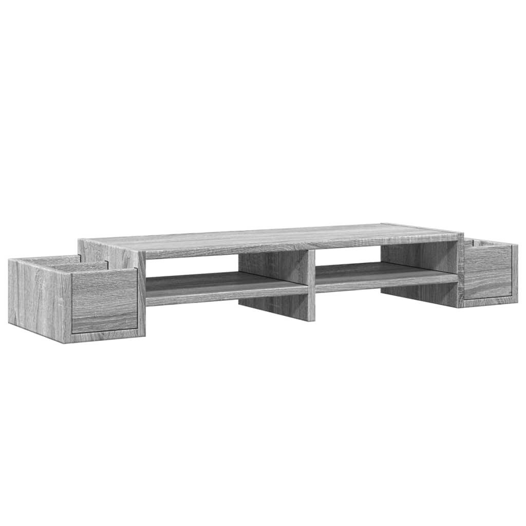 vidaXL Podstawka pod monitor, z przegrodami, szary dąb, 100x27x15 cm