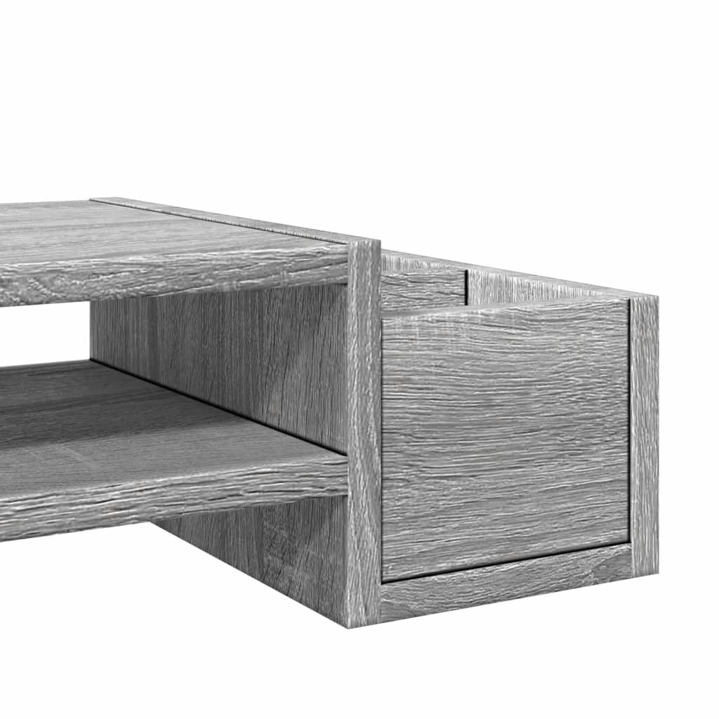 vidaXL Podstawka pod monitor, z przegrodami, szary dąb, 100x27x15 cm