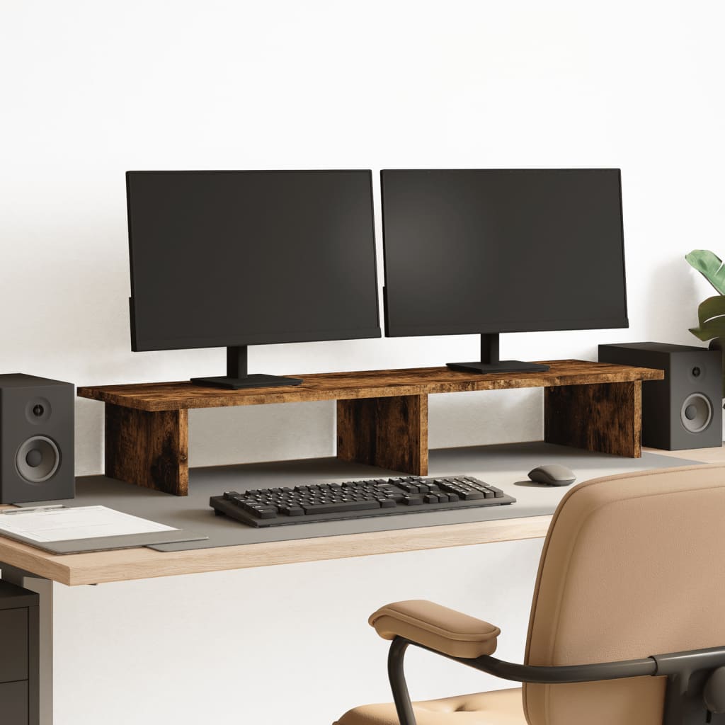 vidaXL Podstawka pod monitor, przydymiony dąb, 100x27x15 cm