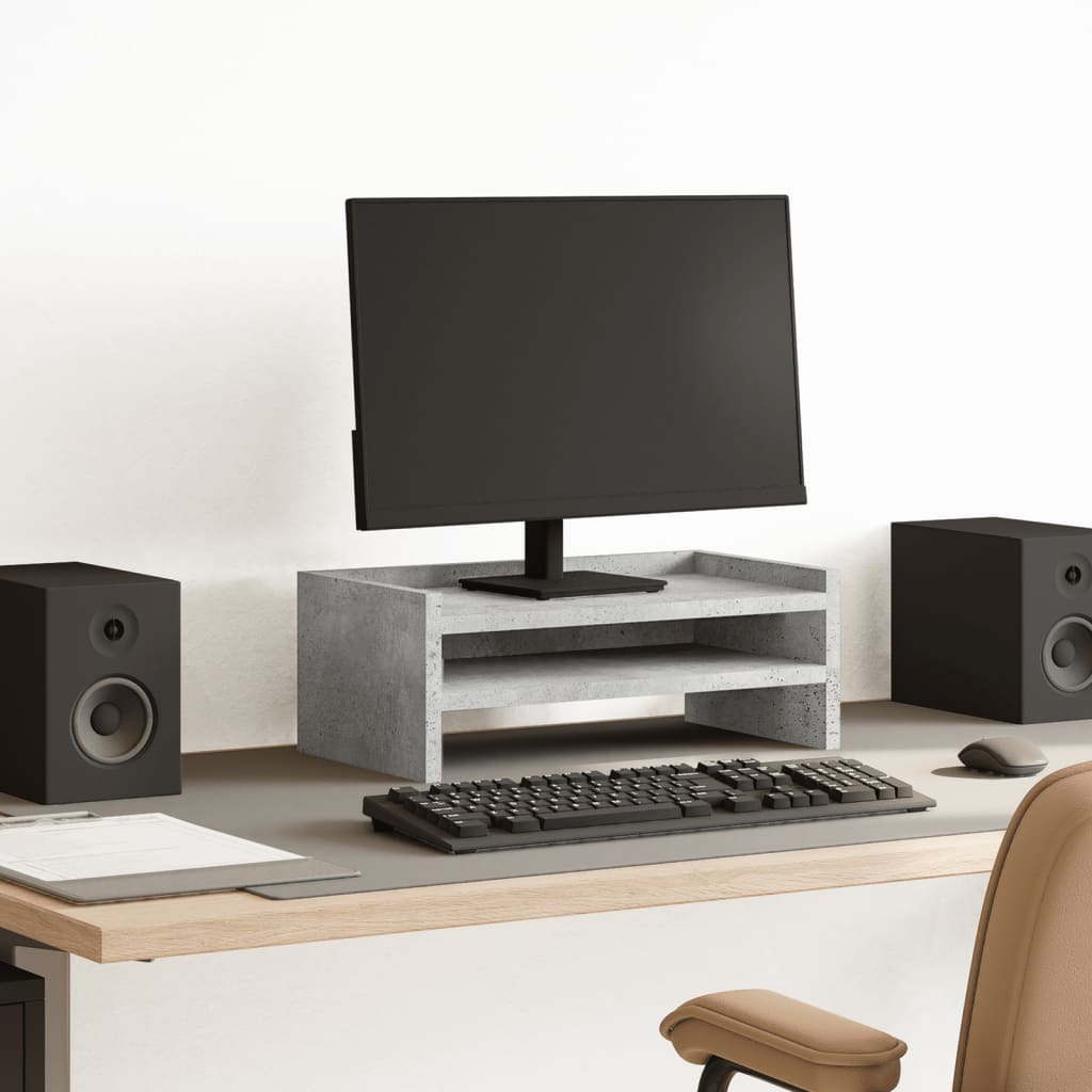 vidaXL Podstawka pod monitor, szarość betonu, 42x24x16 cm