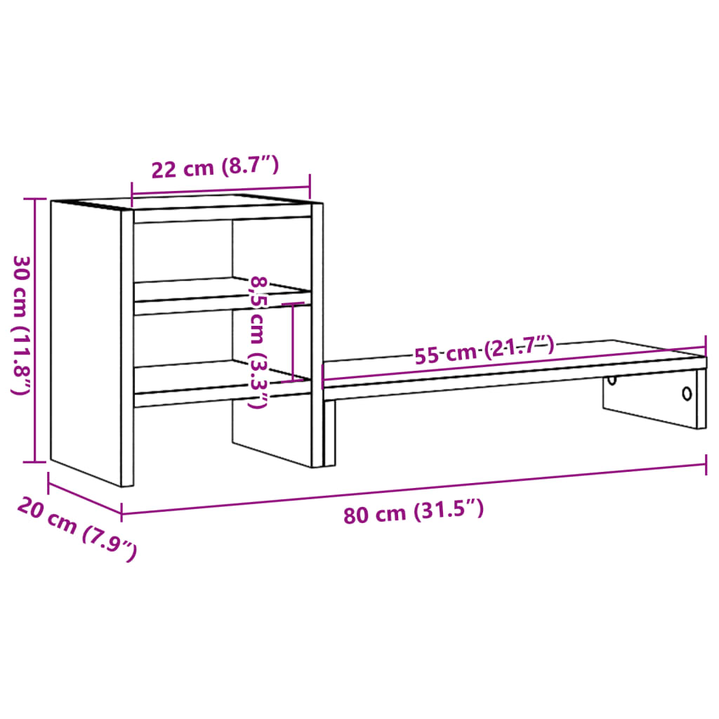 vidaXL Podstawka pod monitor z organizerem, czarna
