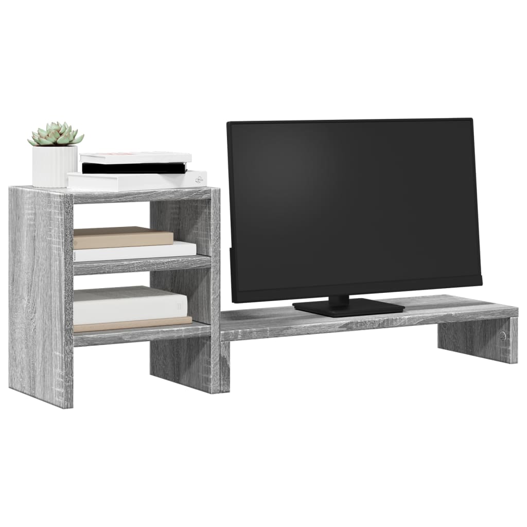 vidaXL Podstawka pod monitor z organizerem, szary dąb sonoma