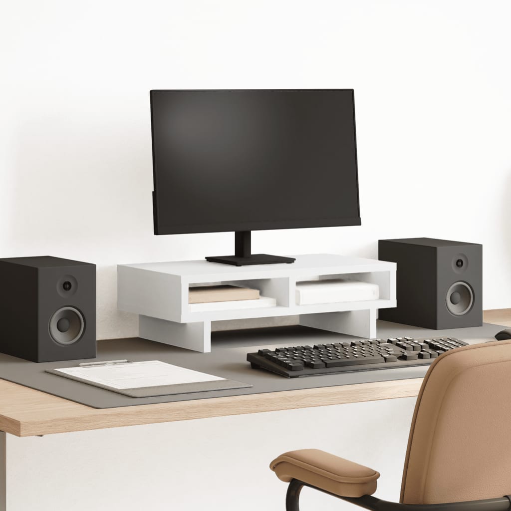vidaXL Podstawka pod monitor, biała, 50x27x15 cm