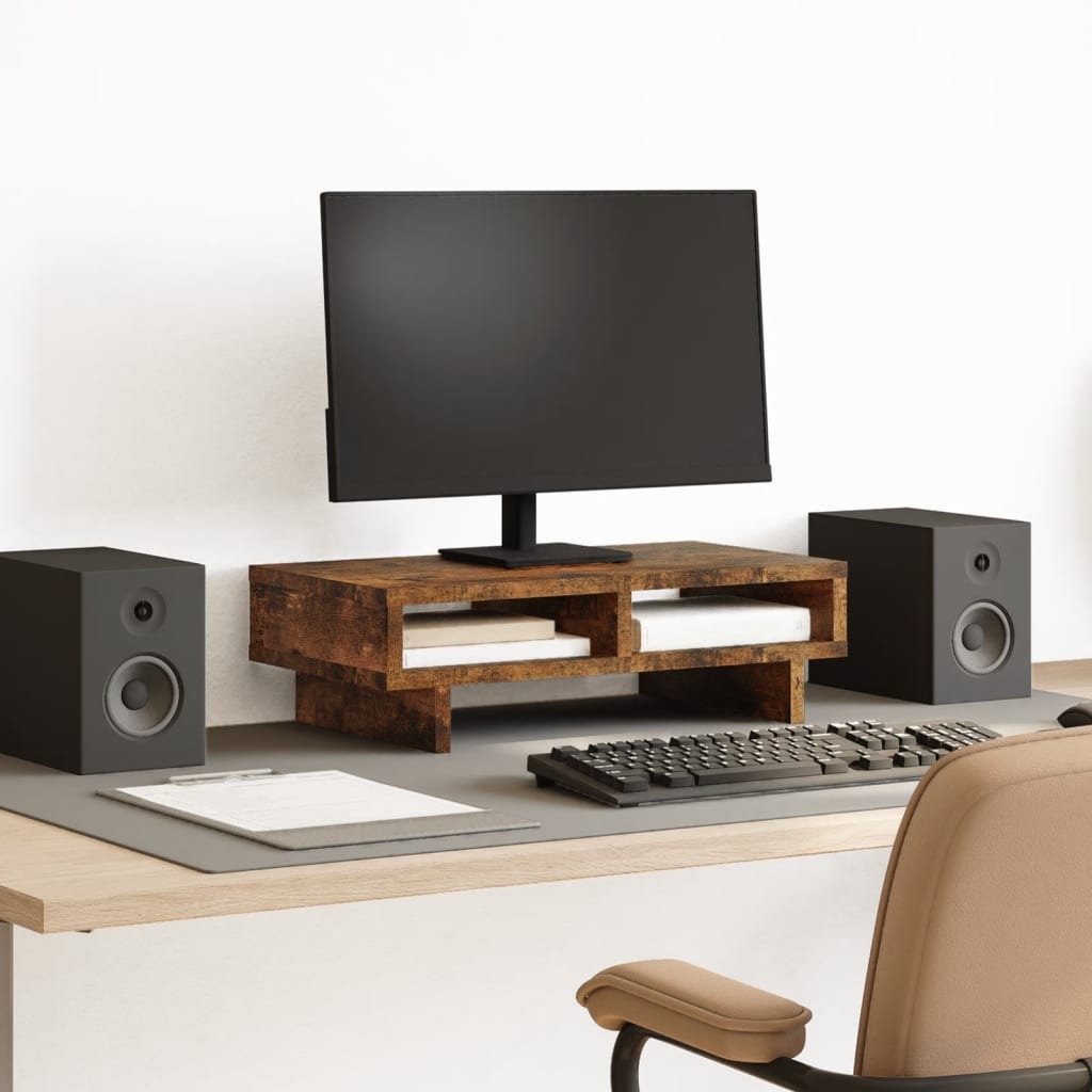 vidaXL Podstawka pod monitor, przydymiony dąb, 50x27x15 cm