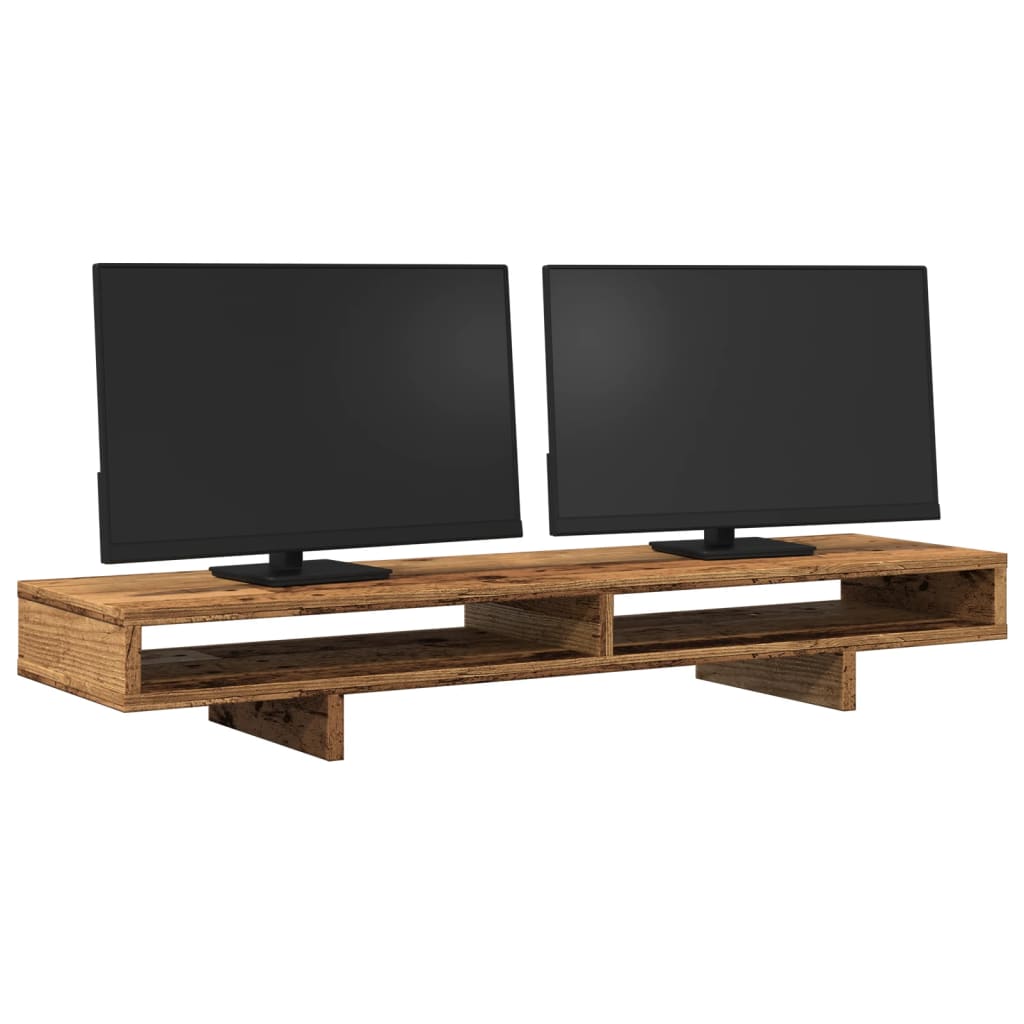 vidaXL Podstawka pod monitor, stare drewno, 100x27x15 cm