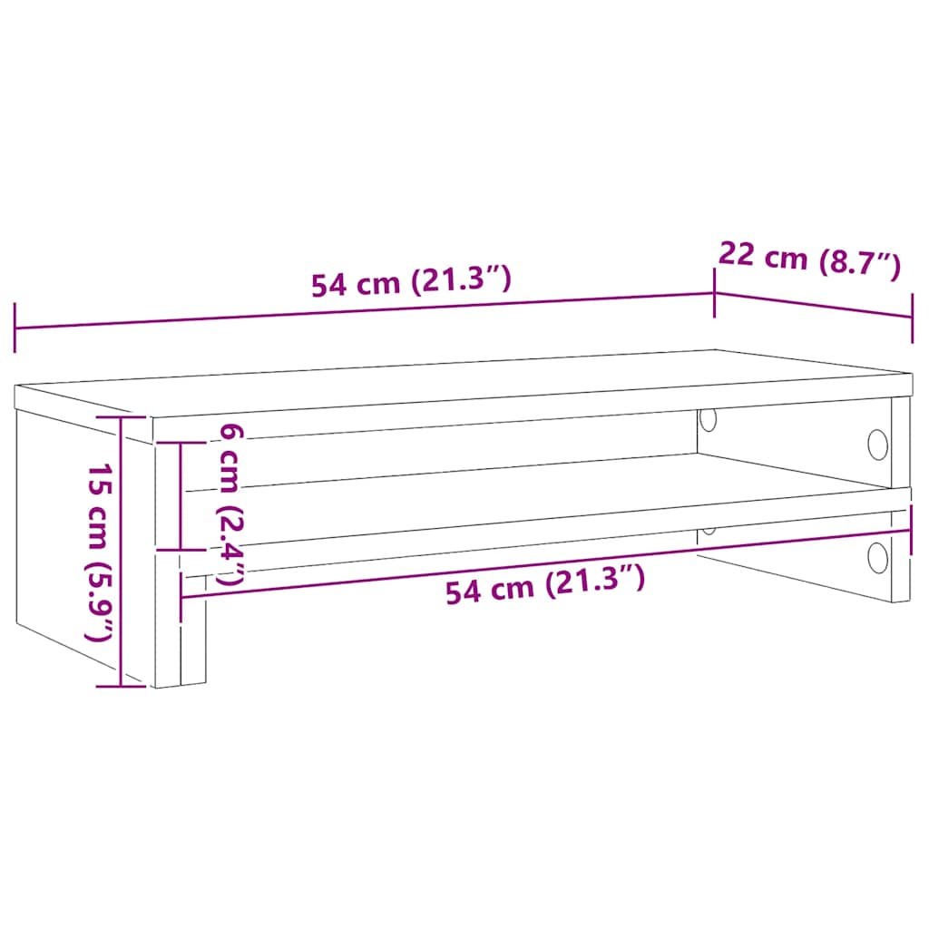 vidaXL Podstawka pod monitor, dąb artisian, 54x22x15 cm