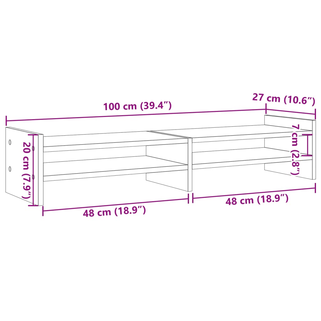vidaXL Podstawka pod monitor, dąb sonoma, 100x27x20 cm