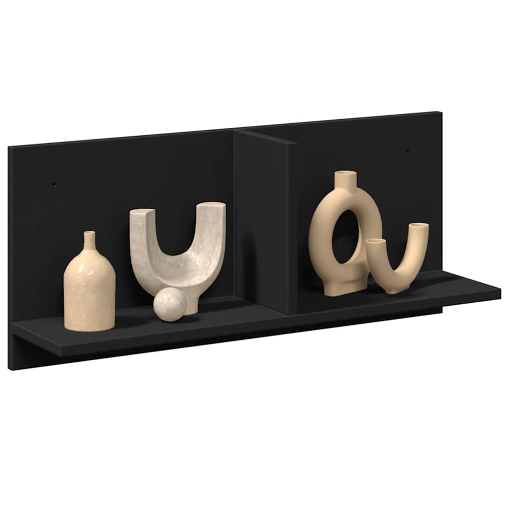 vidaXL Półka ścienna, 70x16,5x30 cm, czarna, materiał drewnopochodny