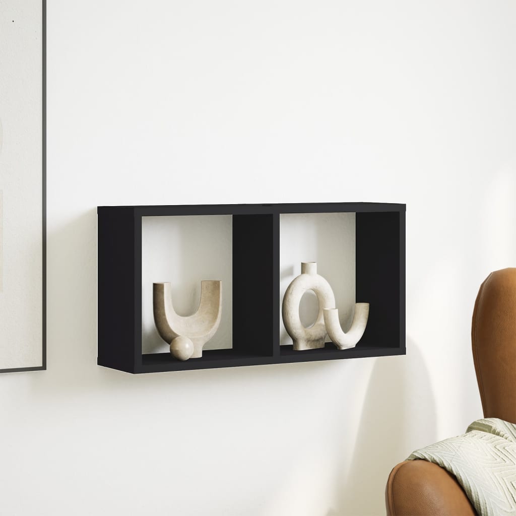 vidaXL Półka ścienna, 60x16x30 cm, czarna, materiał drewnopochodny