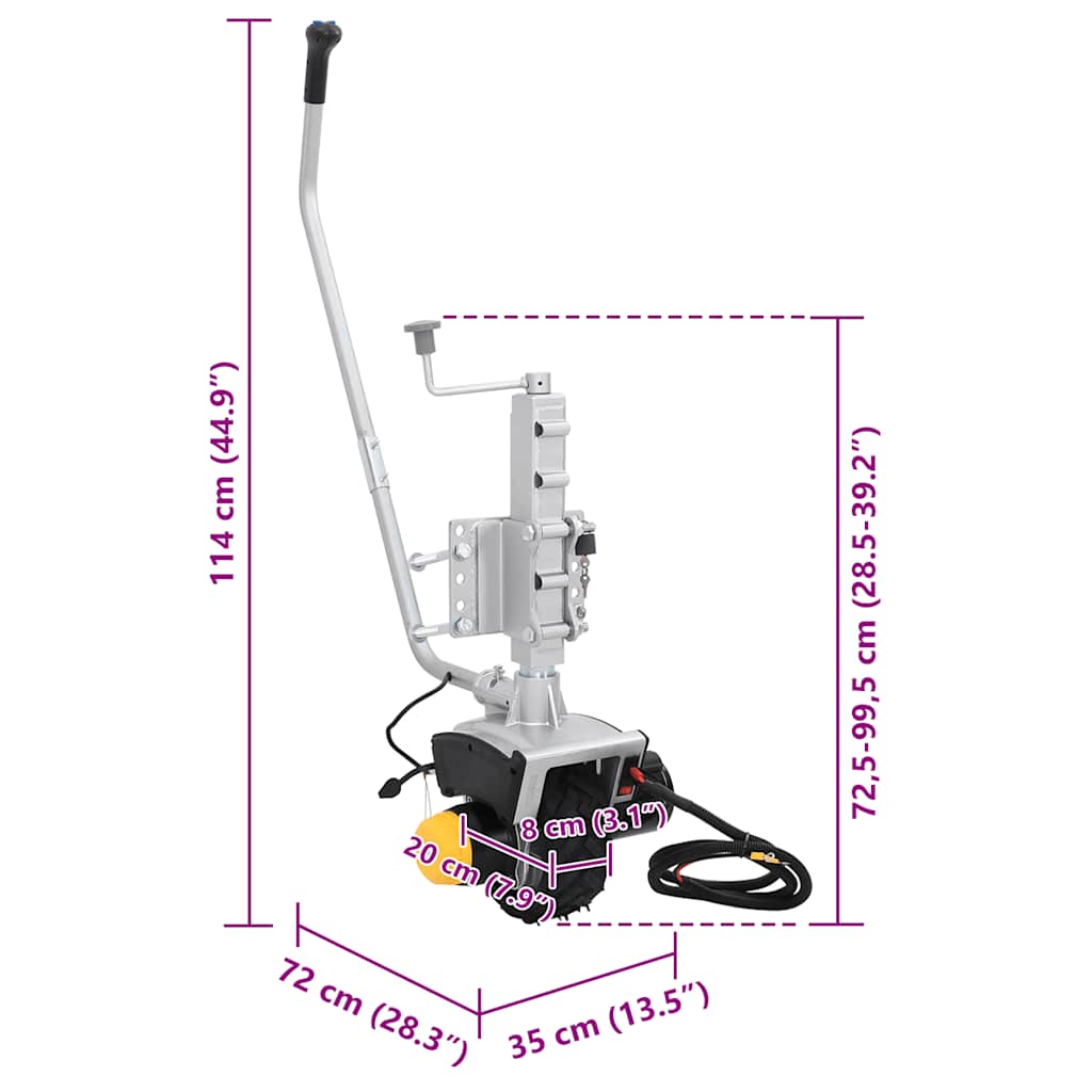 vidaXL Podnośnik przyczepy Koło 12 V 550 W Aluminium