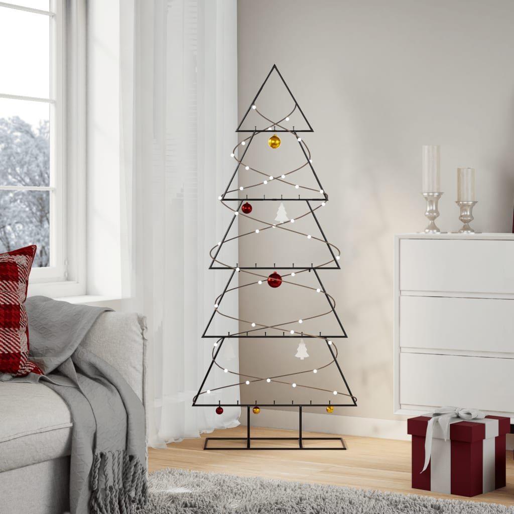 vidaXL Metalowa choinka świąteczna, do dekoracji, czarna, 150 cm