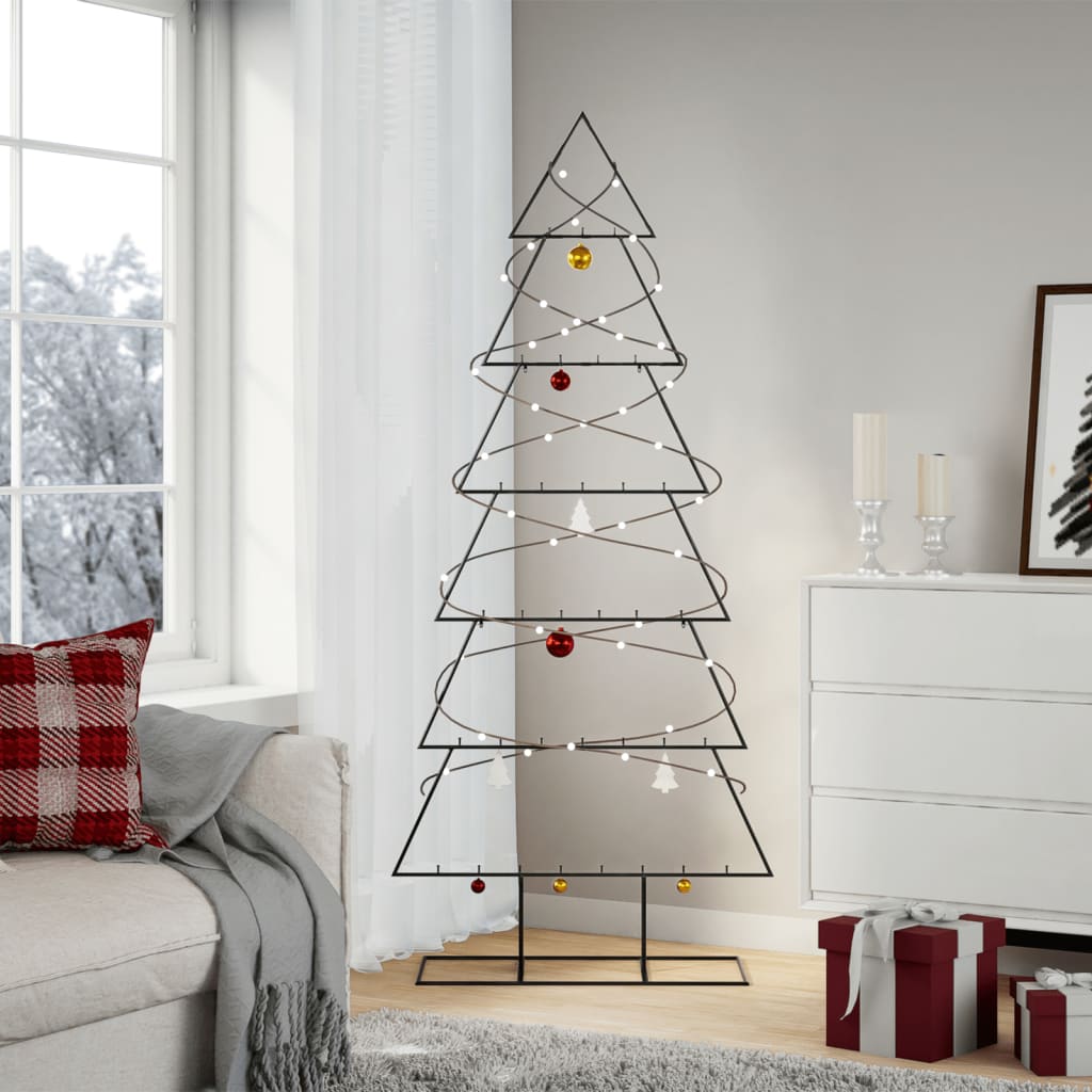 vidaXL Metalowa choinka świąteczna, do dekoracji, czarna, 180 cm