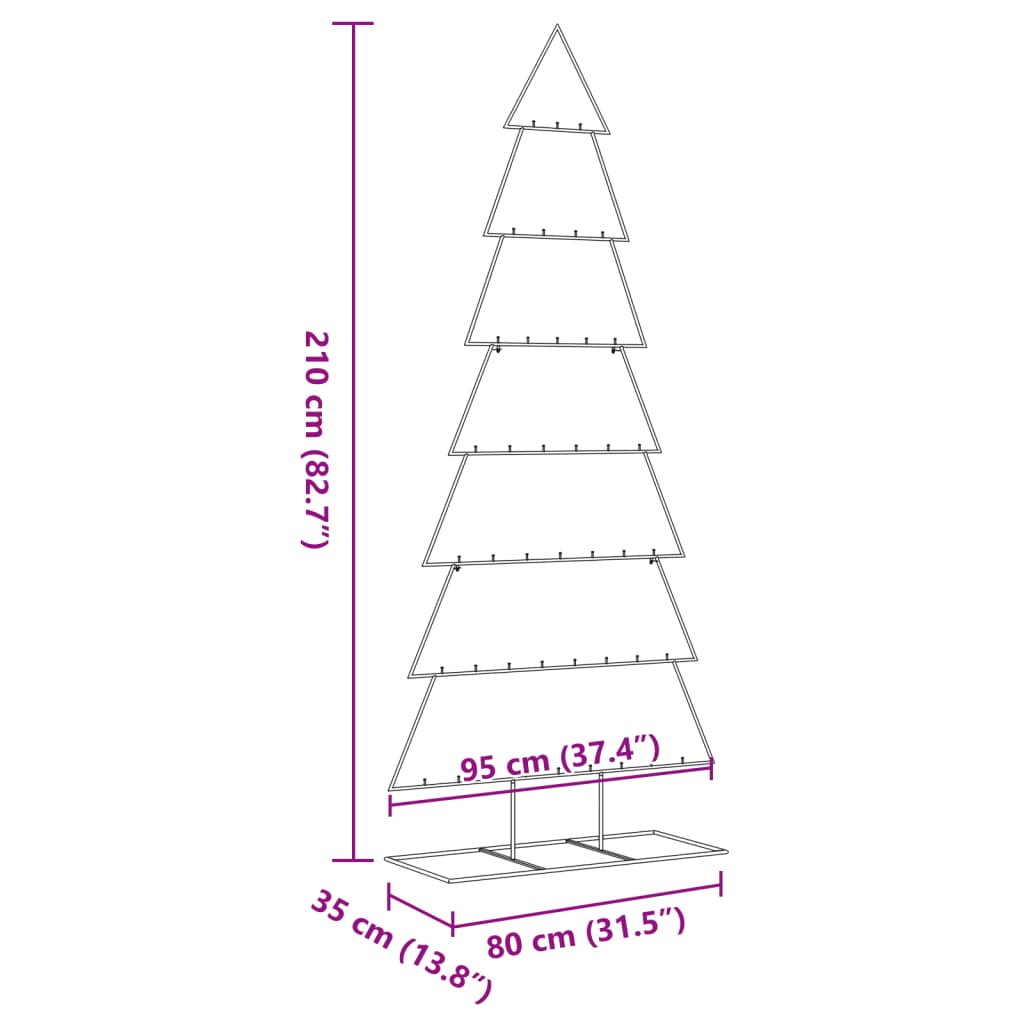vidaXL Metalowa choinka świąteczna, do dekoracji, czarna, 210 cm