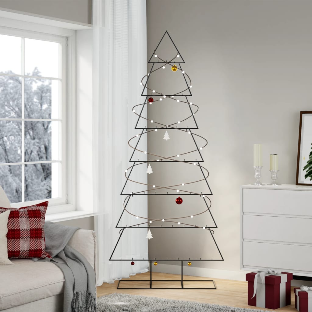 vidaXL Metalowa choinka świąteczna, do dekoracji, czarna, 210 cm