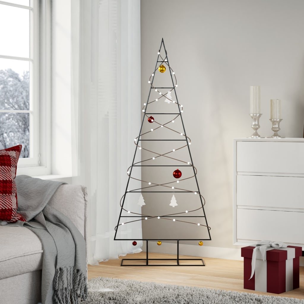 vidaXL Metalowa choinka świąteczna, do dekoracji, czarna, 150 cm