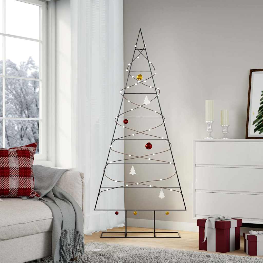 vidaXL Metalowa choinka świąteczna, do dekoracji, czarna, 180 cm